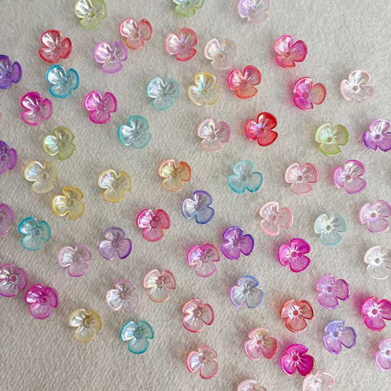 Perles 3-Pétales lumineuses de fleurs acryliques