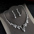 Simple Zircon Collier Boucles d'oreilles Coréenne Mariée Mariage Collier ensemble dîner robe de soirée bijou