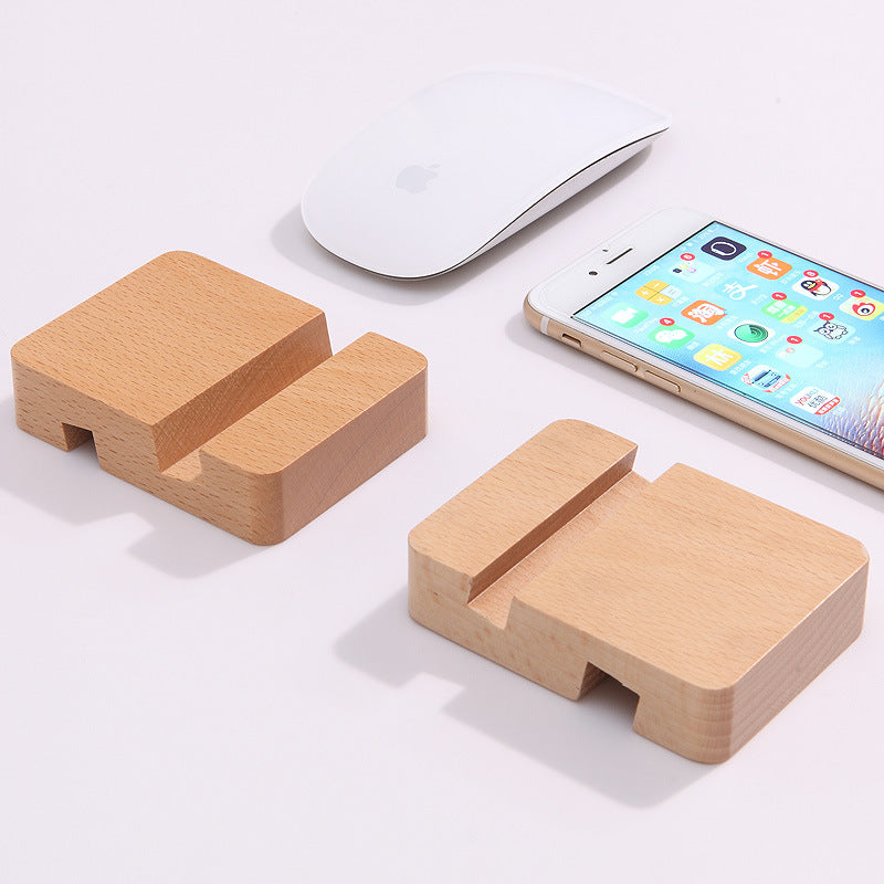 Minimalist Base Double Groove Clear Laquer Beech Support téléphonique en bois