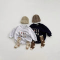 Chandail de coton de bébé à manches longues Caricature Lettre Casual Romper