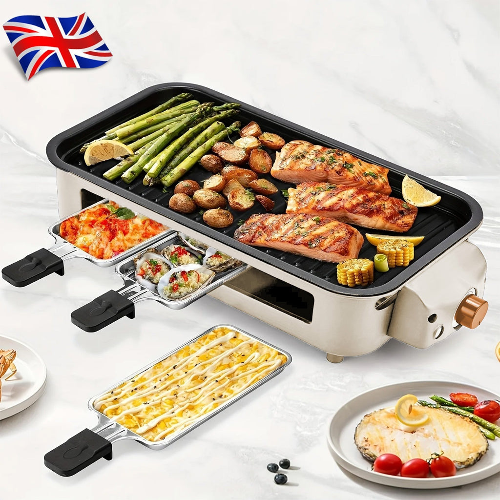 1500W Barbecue électrique Grill 2 En 1 BBQ intérieur plaque de grip sans fumée