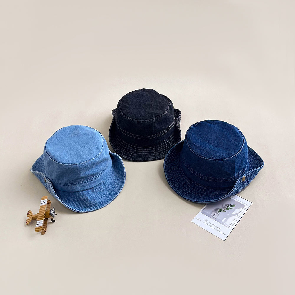 Chapeau de pêcheur denim lavé rétro avec bord réglable pour la protection solaire