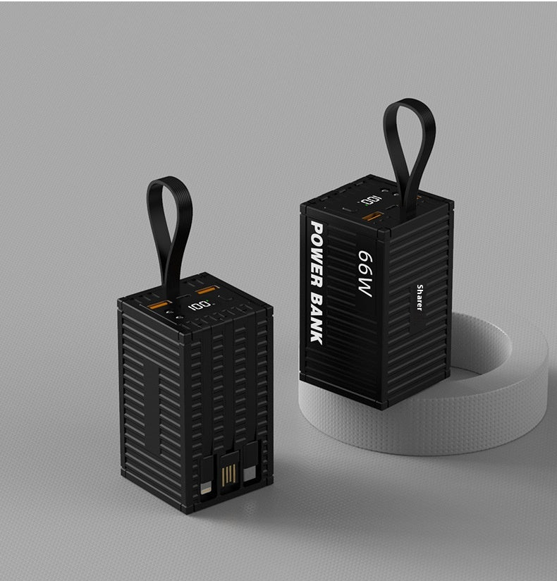 Conteneur de grande capacité créatif avec ligne 66W Super Fast Power Bank 20000 MA Mobile Powe