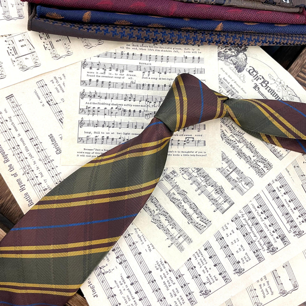 Retro Coffee Color Orange Red Striped Tie Hand Hit 8CM Hommes