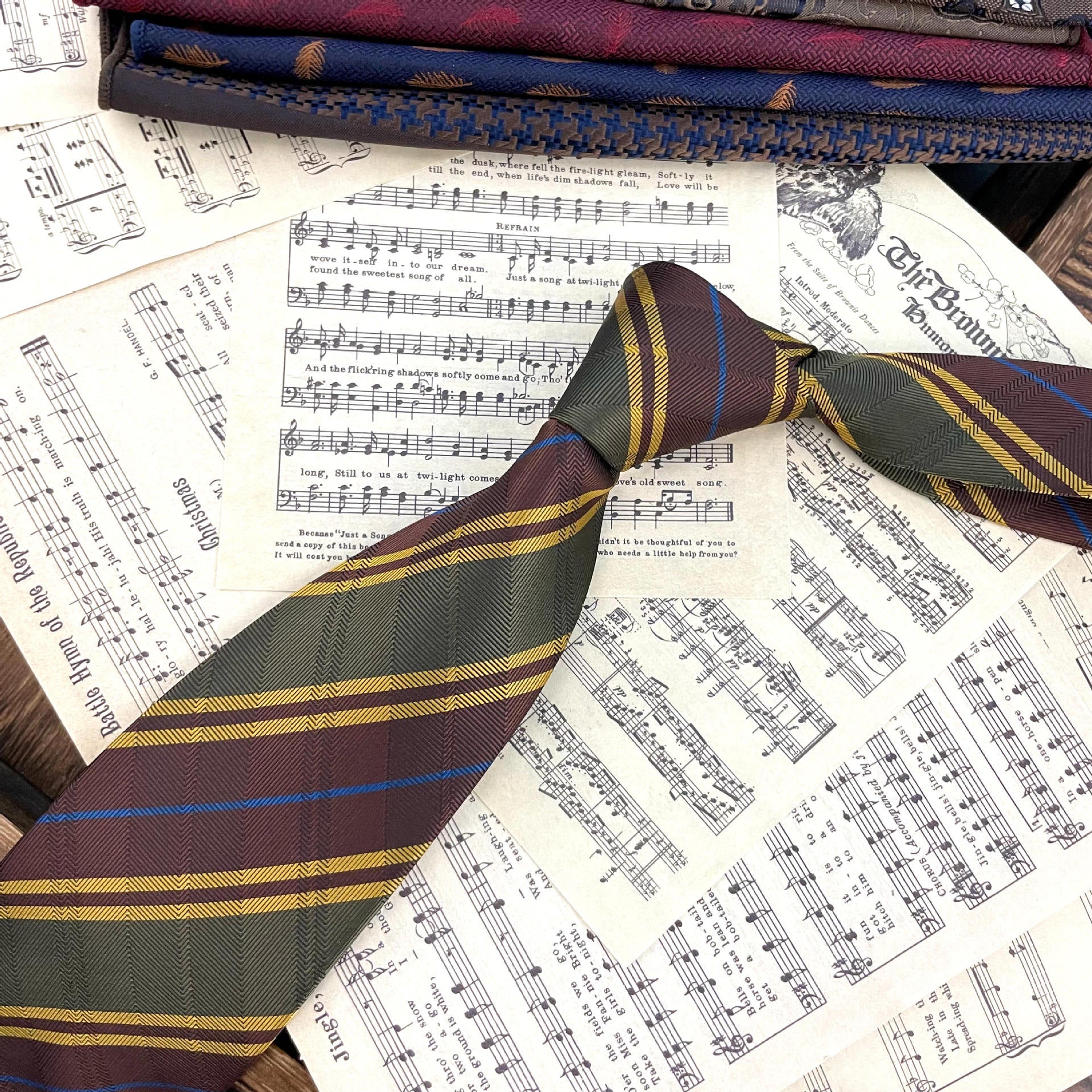 Retro Coffee Color Orange Red Striped Tie Hand Hit 8CM Hommes