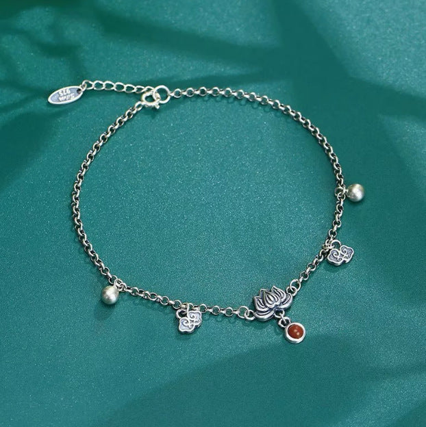 Traditionnelle Chinoise Retro Lotus-step Auspicious Cloud Anklet