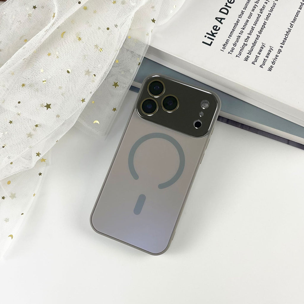 Cas de téléphone magnétique à grande fenêtre givrée