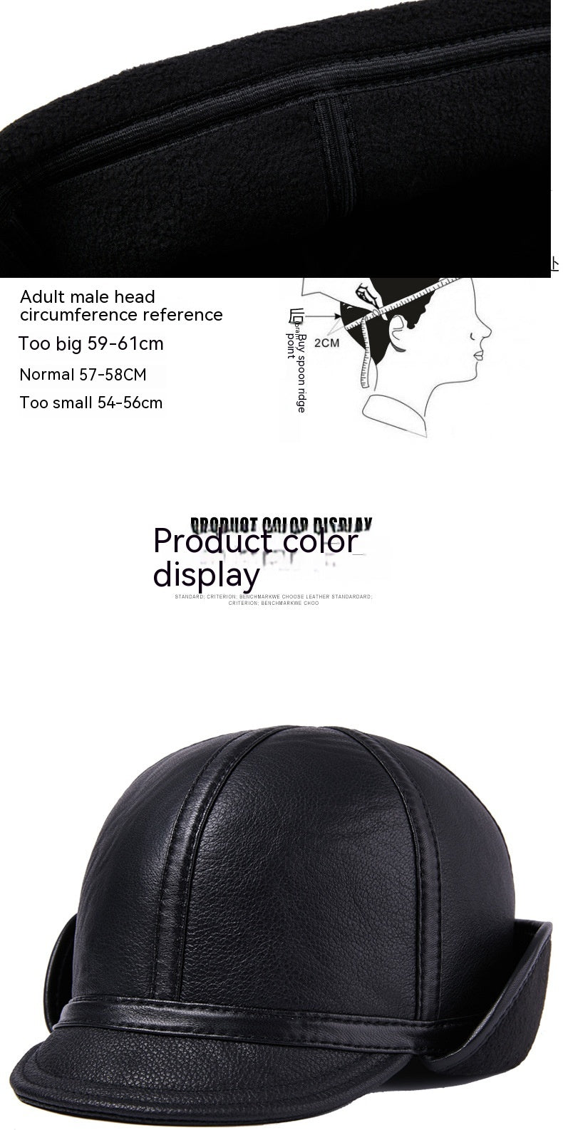 Chapeau d'hiver en cuir casual pour hommes