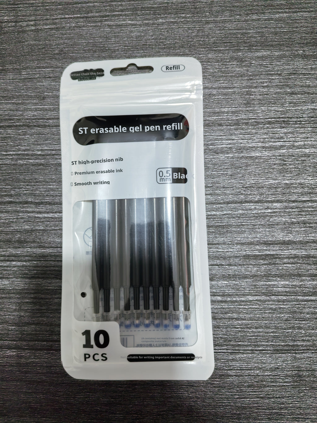 Neutre remplacement du noyau de stylo-ST bout-noir-0,5mm-10 pièces