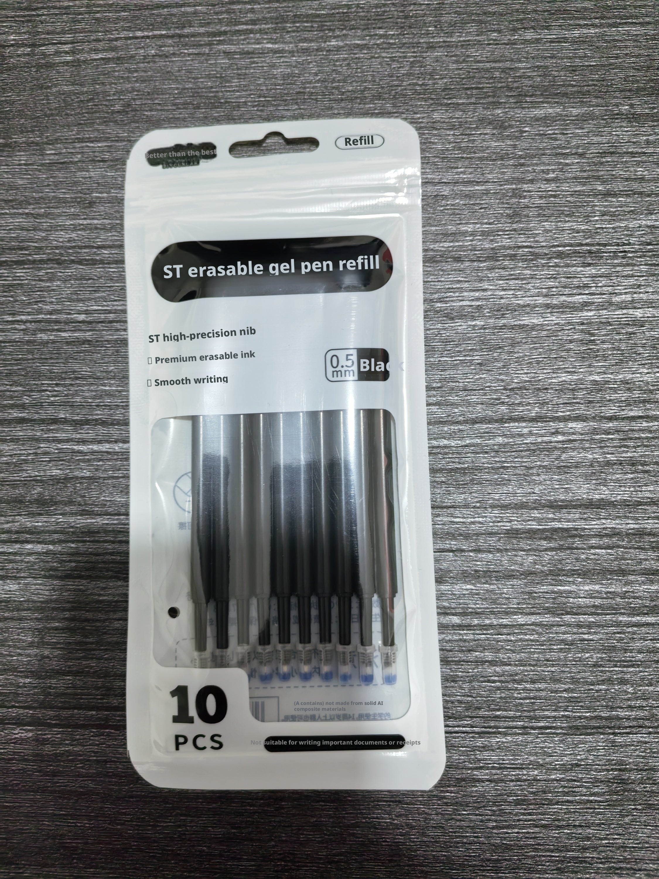Neutre remplacement du noyau de stylo-ST bout-noir-0,5mm-10 pièces