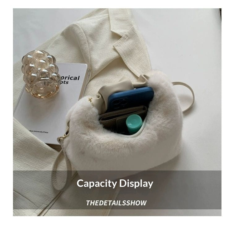 Sac à main en peluche avancé Sac à bandoulière simple et polyvalent - Ser noir