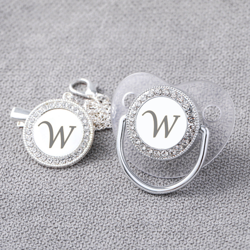 Transparent argent 26 lettres perceuse de tache bébé avec courroies de fermeture diamant
