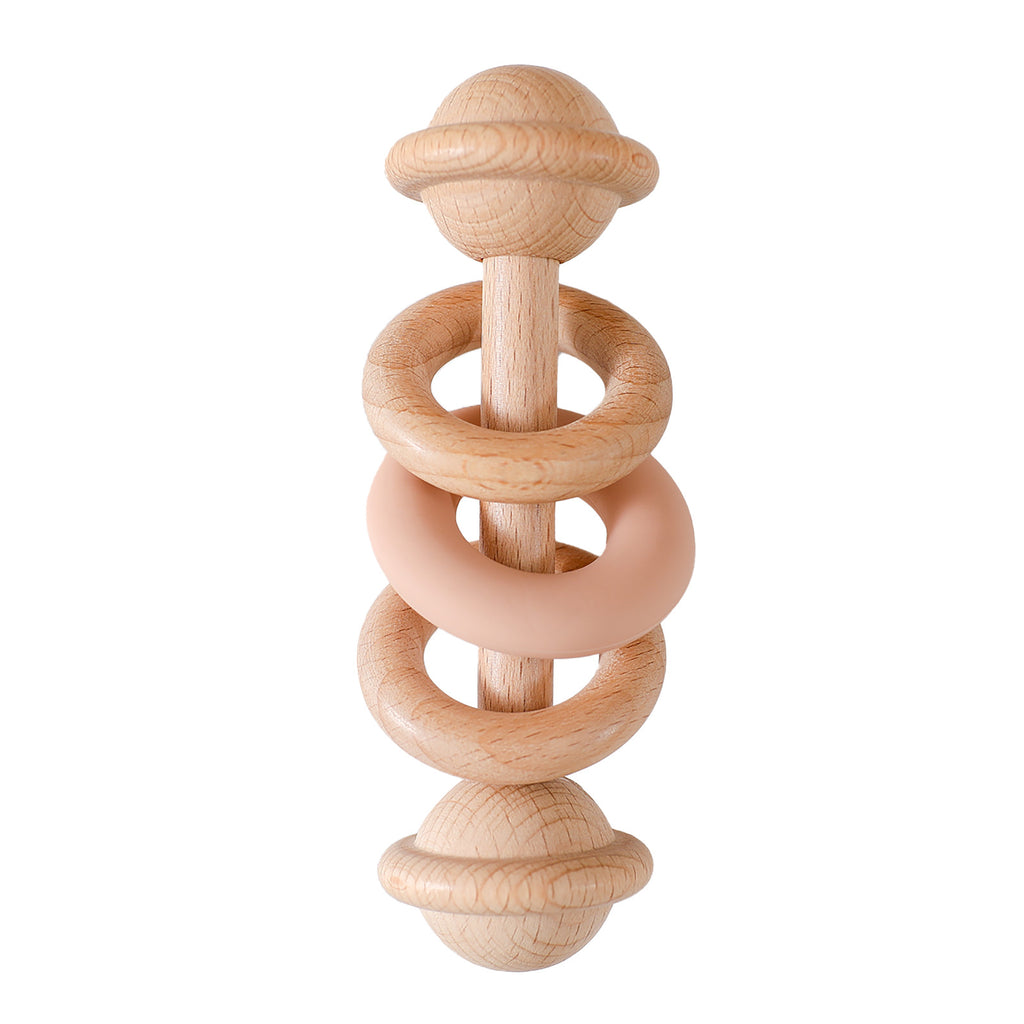 Anneau de silicone en bois en forme de clochette bébé