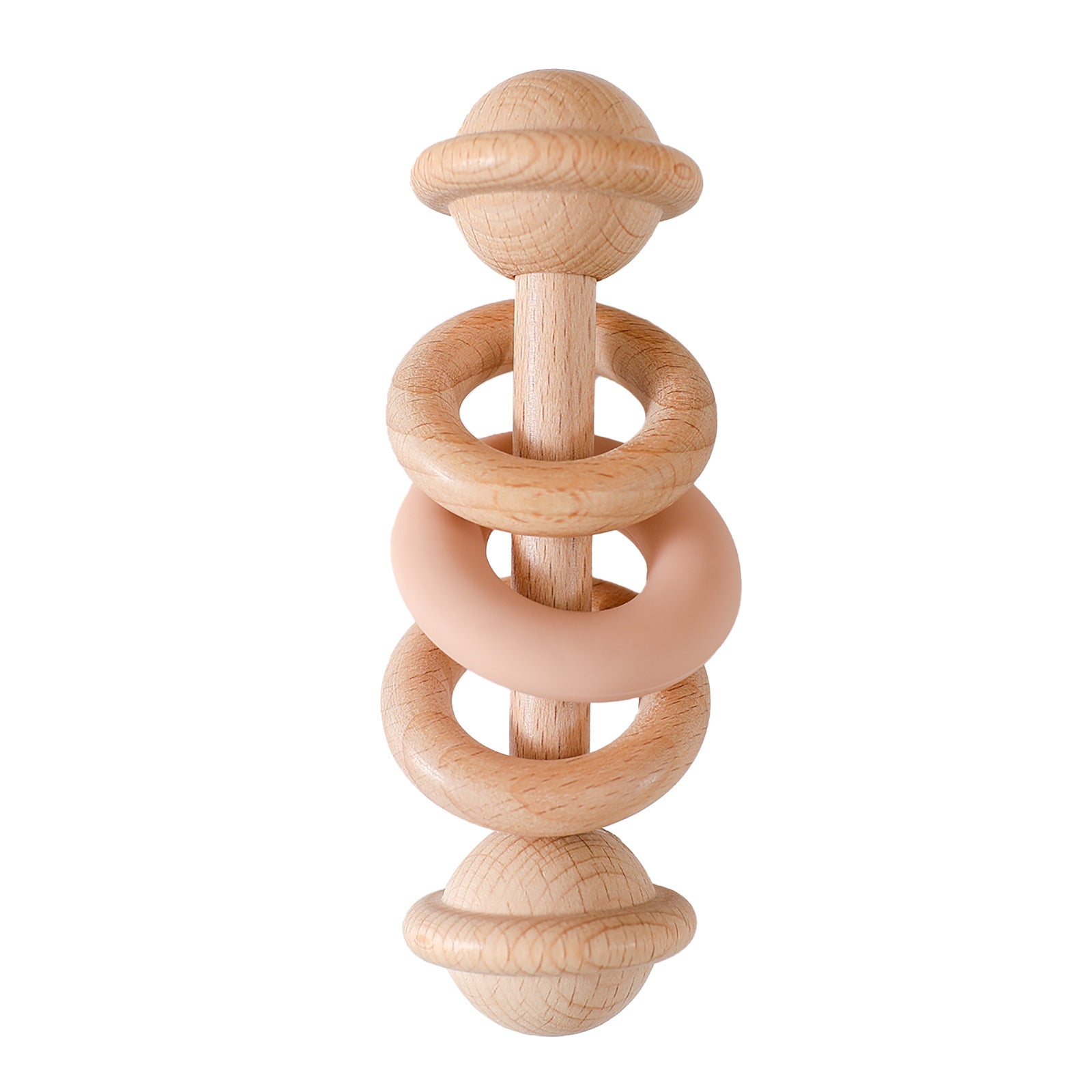 Anneau de silicone en bois en forme de clochette bébé