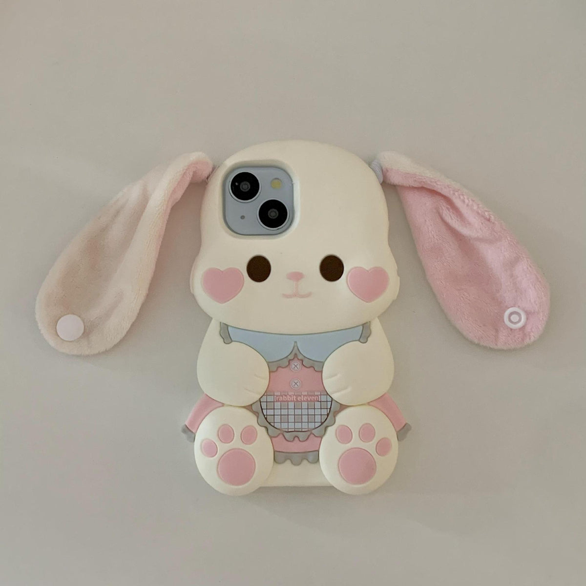 En peluche Button oreille mignon Rabbit Phone Case résistant à la chute