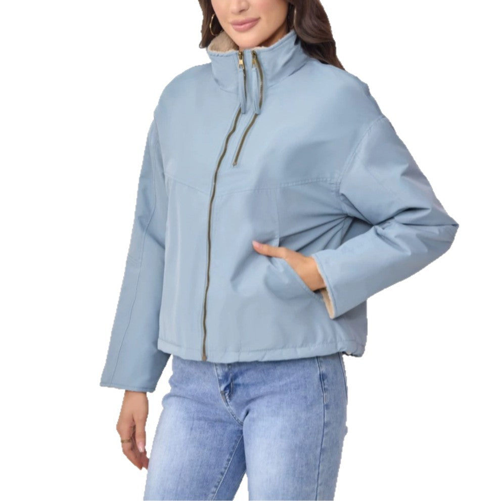 Parka de coton à boucle courte pour femmes avec un collier de soutien et vêtements de travail..