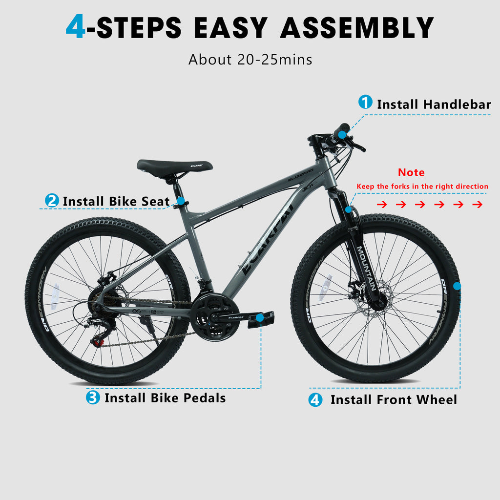 A26317 KIAPALNO Vélo de montagne tout-terrain de 26 pouces avec freins à disques