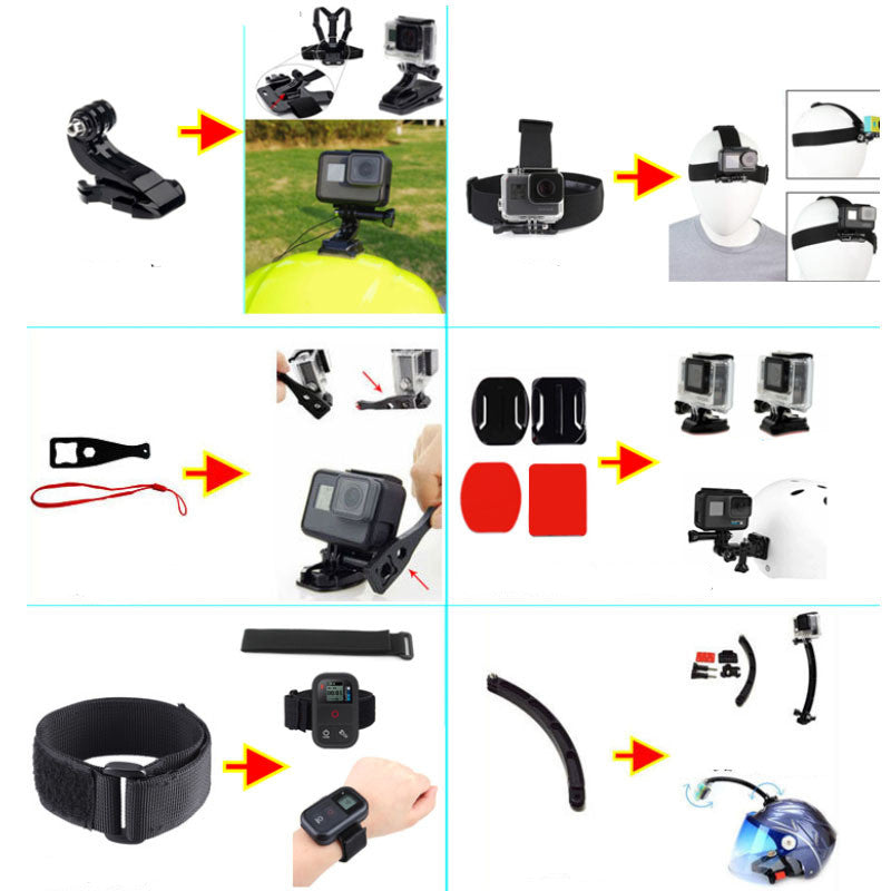 Accessoires de caméra de sport Set Accessoires de photographie