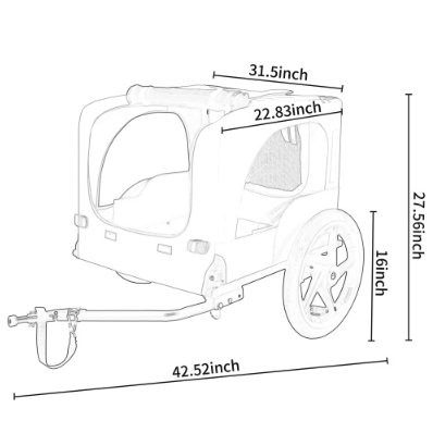 Remorque de vélo pour animaux de compagnie robuste Utdoor avec tout terrain de 16 pouces Roues & universelles