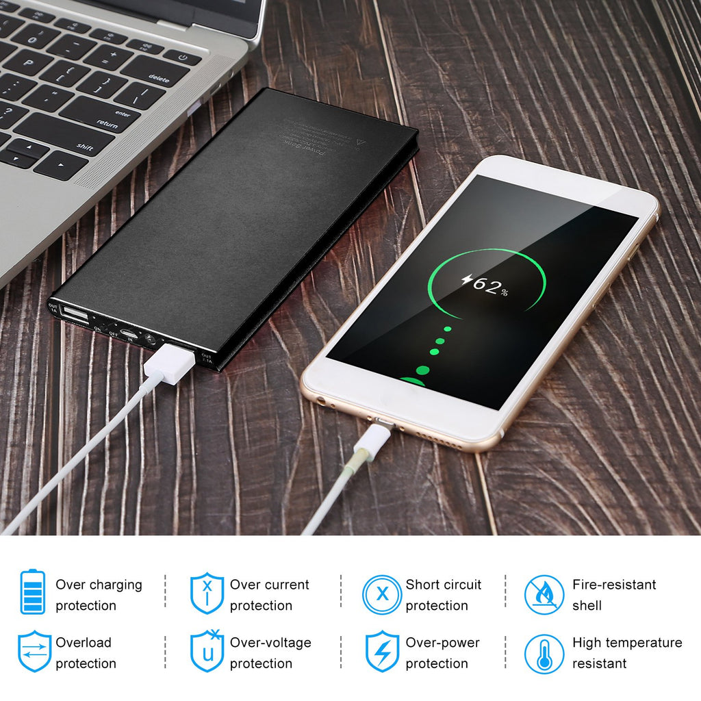 20000mAh Power Bank Pack de batterie externe ultra-mince Chargeur de téléphone Port USB double