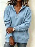 Casual Long Sleeve Half-Zip Hoodie