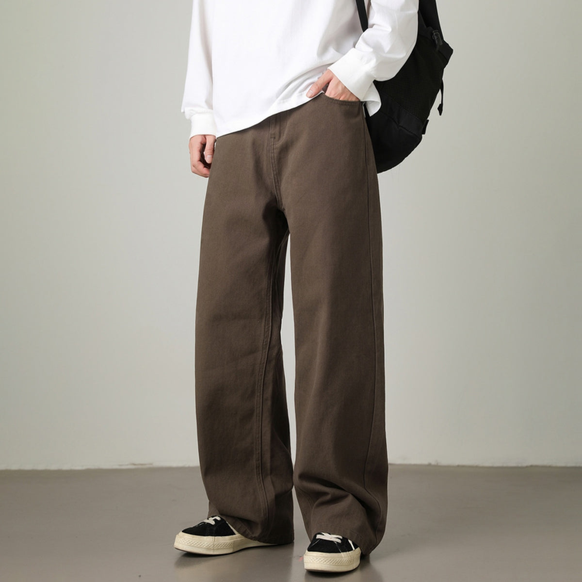 Pantalon semi-élastique semi-élastique retro en coton pour hommes