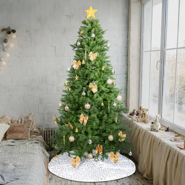 7.5 FT Arbre de Noël artificiel avec bricolage 400 lumières LED blanches chaudes