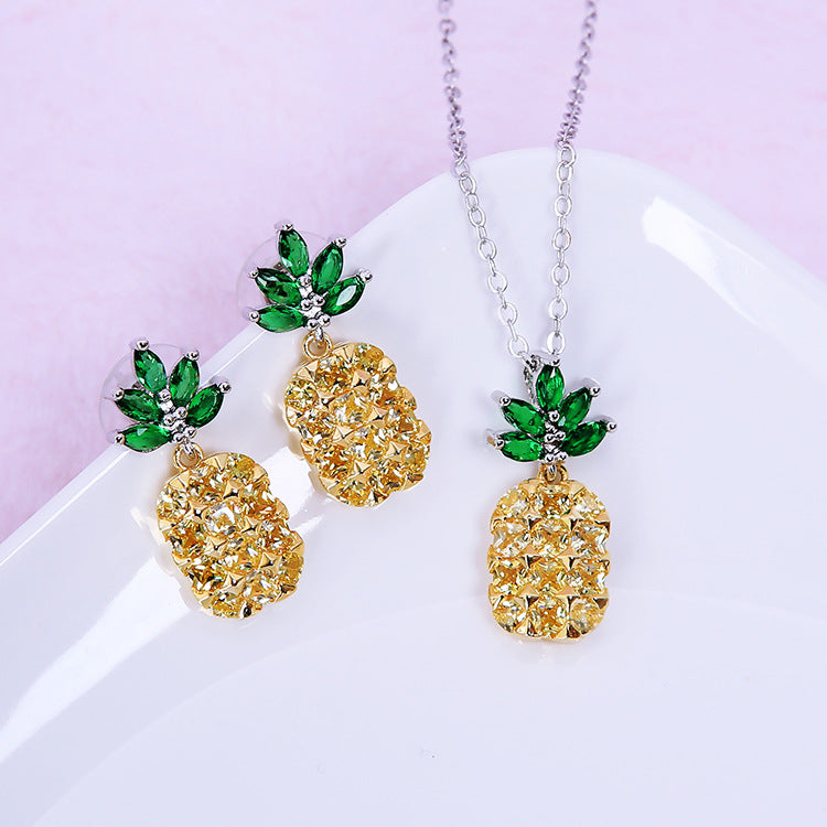 Boucles d'oreilles en ananas cristal Collier Ensemble Boucles d'oreilles en arbre de coco