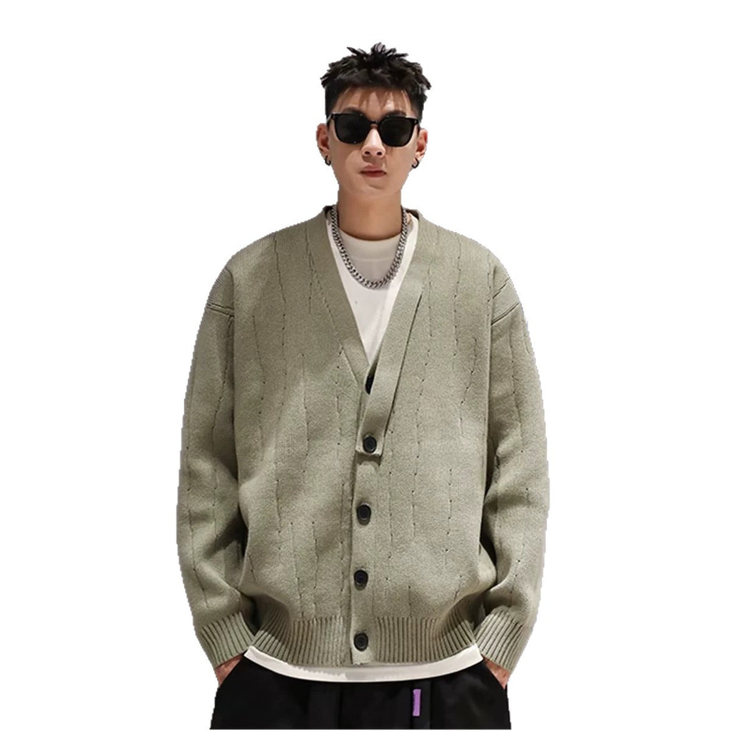 Automne Hiver Rétro Cardigan Hommes Veste tricotée Chandail