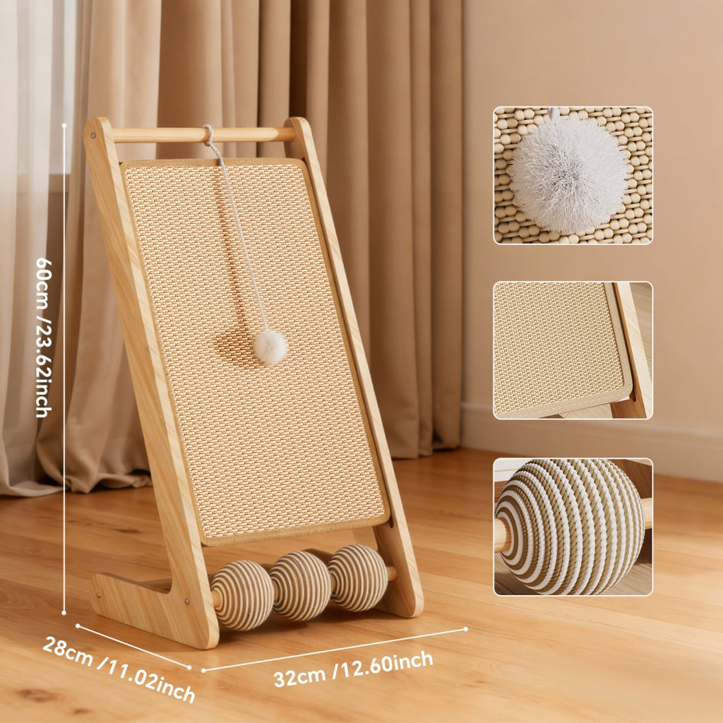 Un seul auto-pickup---L Rattan Cat poste de scratching avec joint de balle