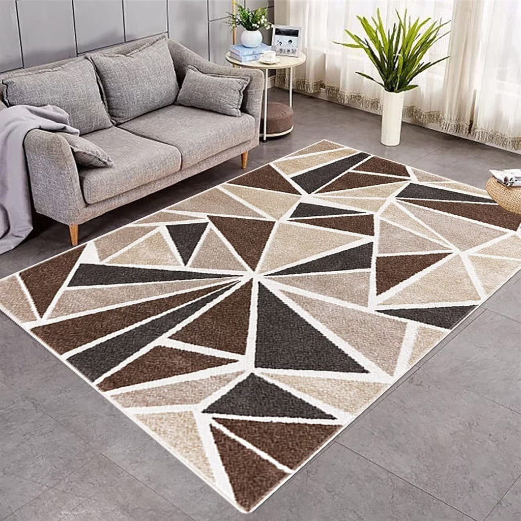 Round geometric grey wine red carpet