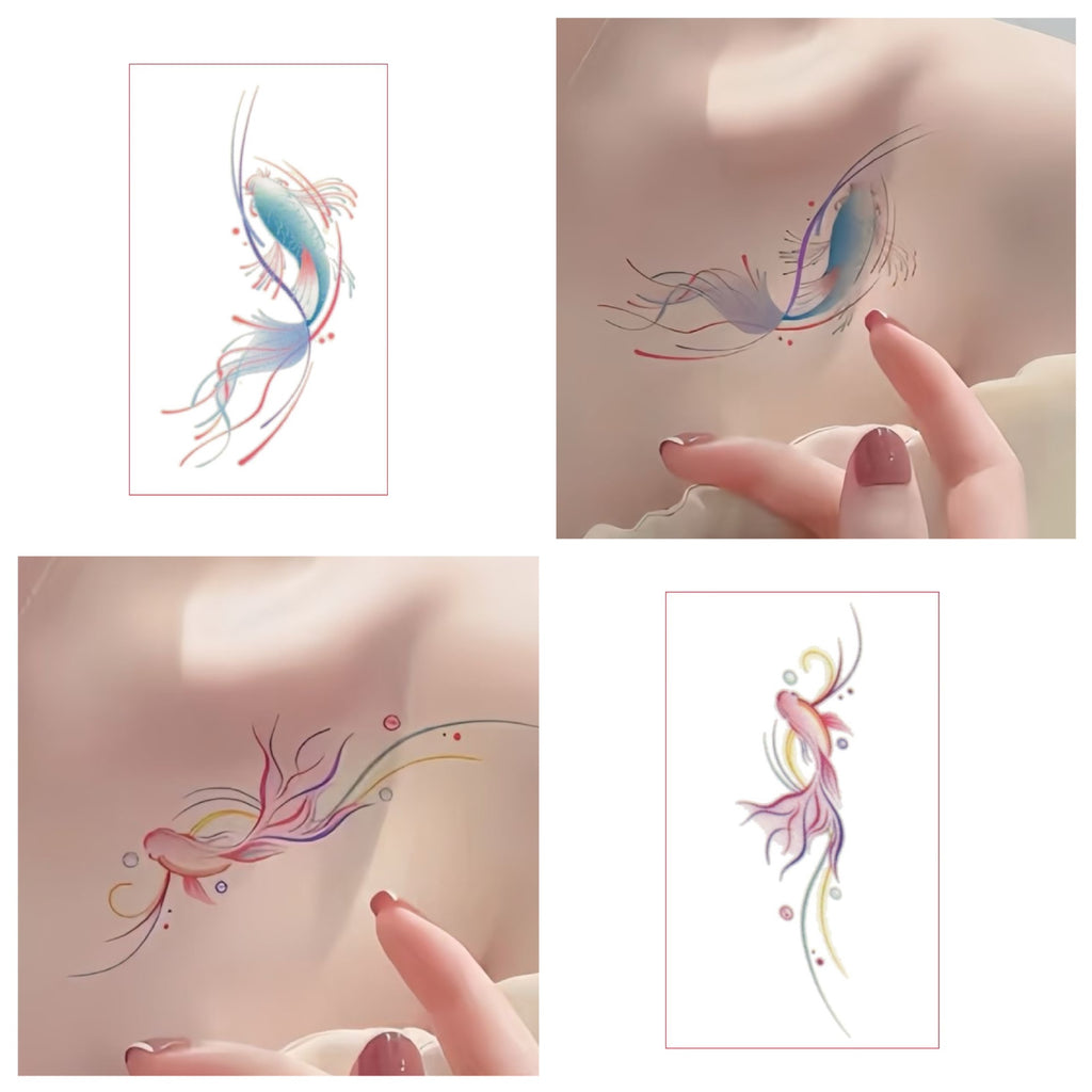 Sticker de tatouage Koi rose femelle haute sens ins imperméable Et durable