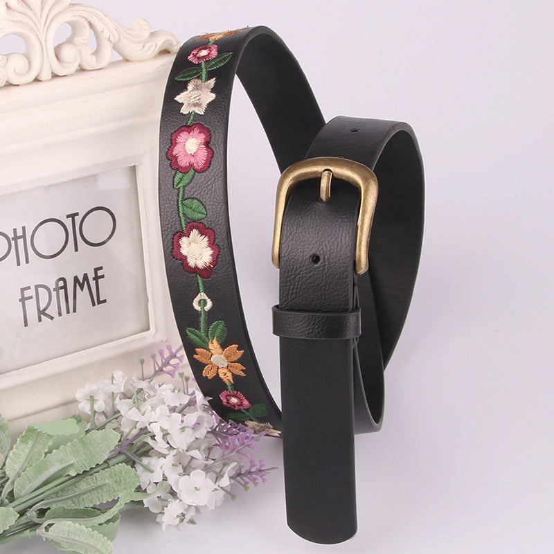 Décoration de fleurs brodées Ceinture Femme Vintage