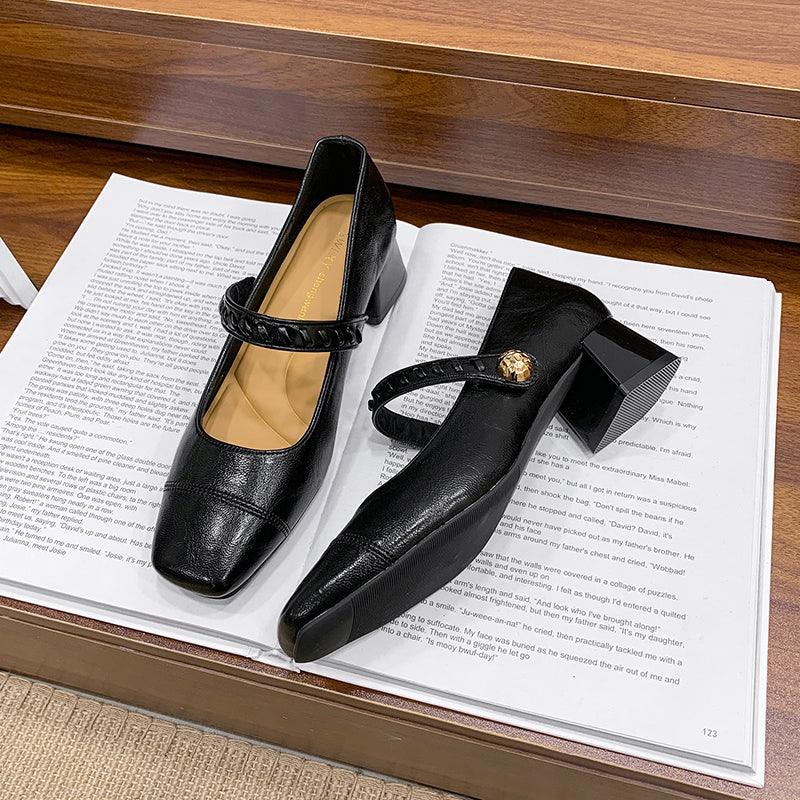 Les femmes Chunky Heel Square Toe Mary Janes