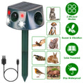 Solaire & Type-C Rechargeable Animal Repeller - 3 modes Ultrasonic+Buzzer+ Vibrations