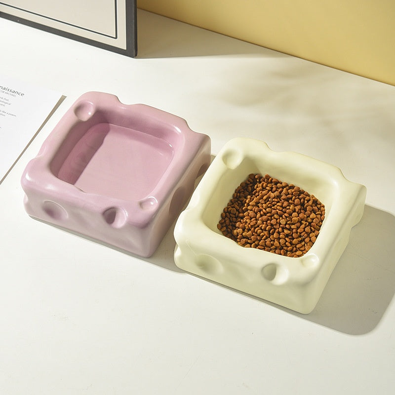 Créative en forme de fromage en céramique Bol mignon Cat Food Dish