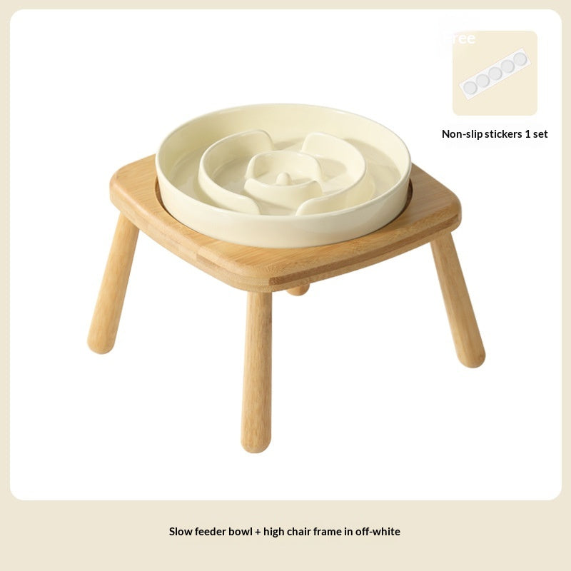 Ceramic Dog Bowl Pet Dog Slow-Feeding Anti-Choking Fooder Tip-Proof Bowl