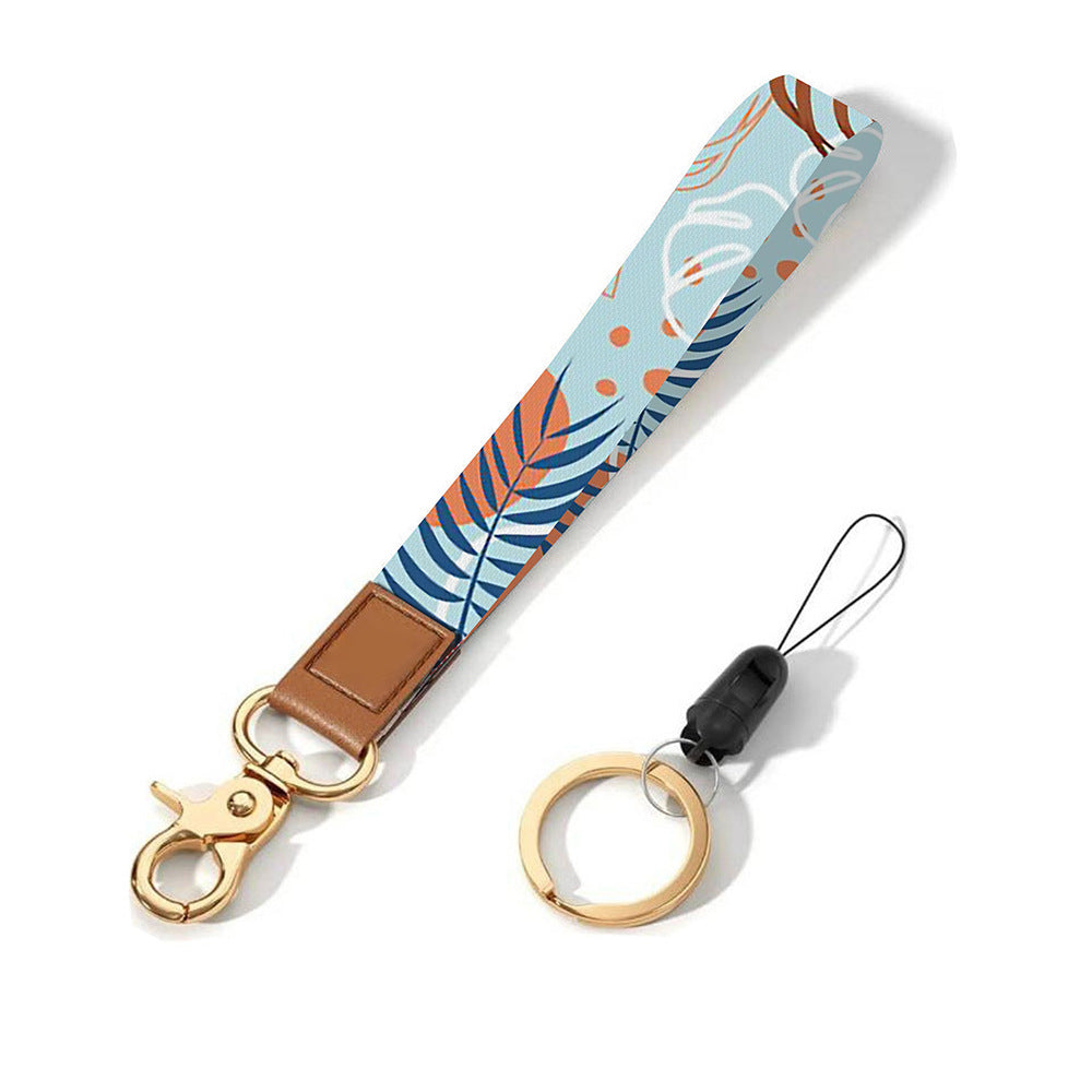 Leather-Polyester Wrist-Neck Lanyard porte-clés à double usage