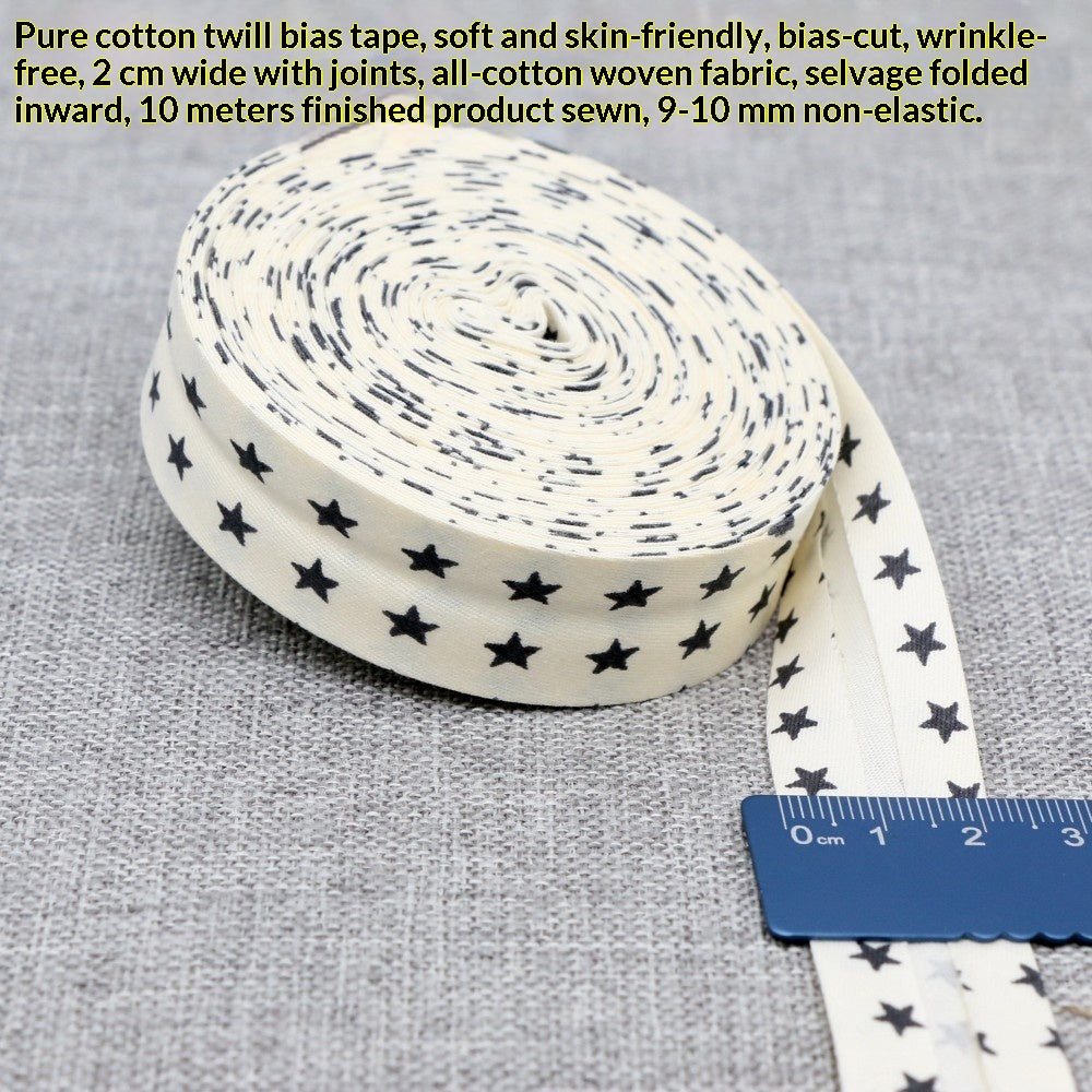 Bande de reliure de 2 cm de large avec imprimé pastoral Star et Floral