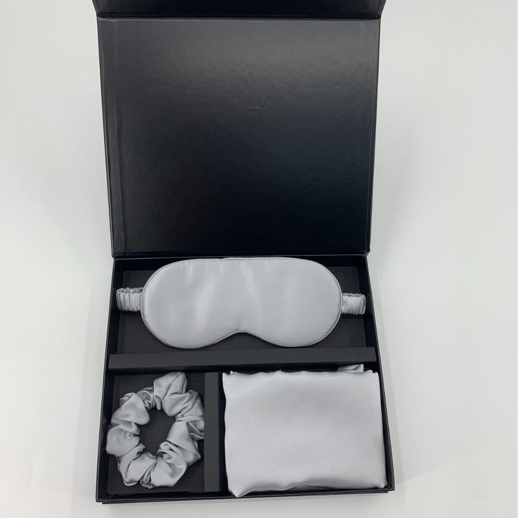Masque d'oreiller zippé cadeau et ensemble de cravates de cheveux en soie