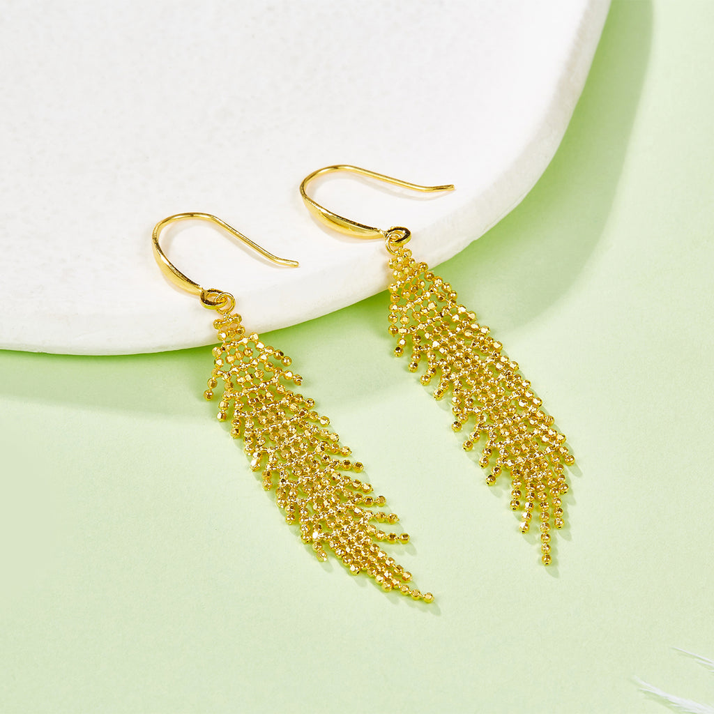 S925 Boucles d'oreilles en équerre en argent Sterling 59,8mm Long 2g Perle de maille légère coulant D