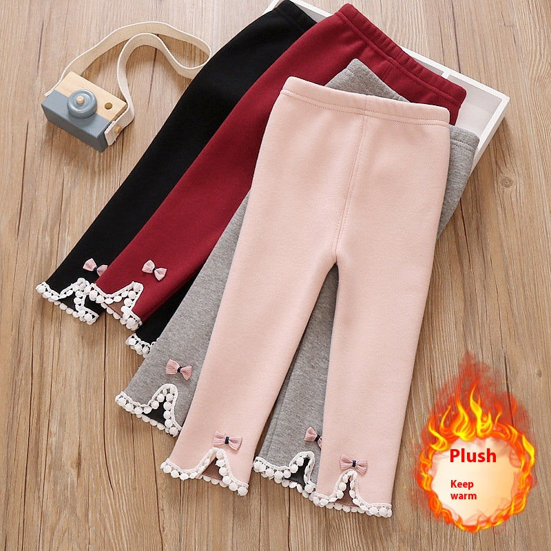 Pantalon à couche unique en hiver épais doublé de polaire pour filles