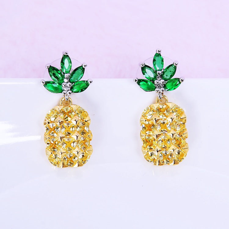 Boucles d'oreilles en ananas cristal Collier Ensemble Boucles d'oreilles en arbre de coco