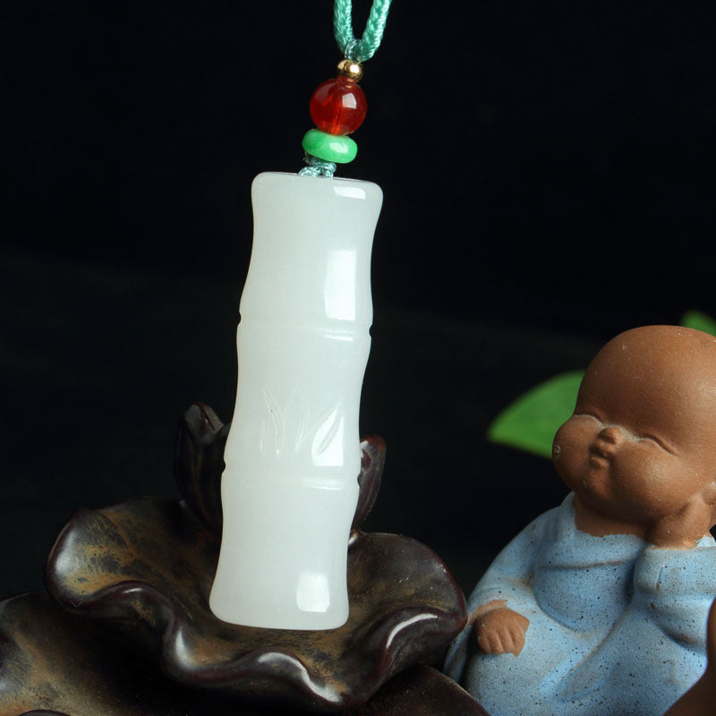 Xinjiang Platinum Silk Jade Pendentif Jade blanc naturel Safe Buckle Bamboo Section No-good