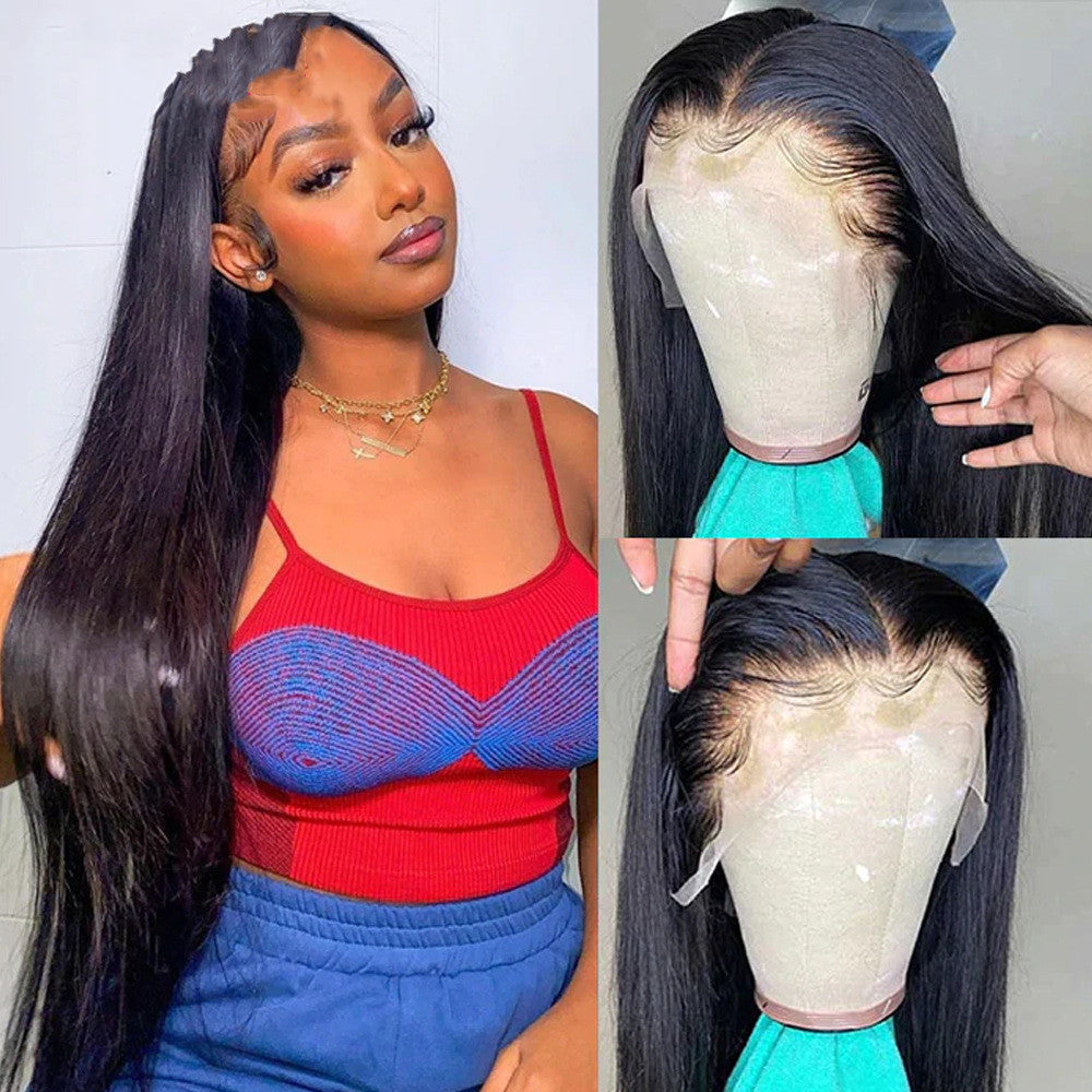 Straight human hair wig