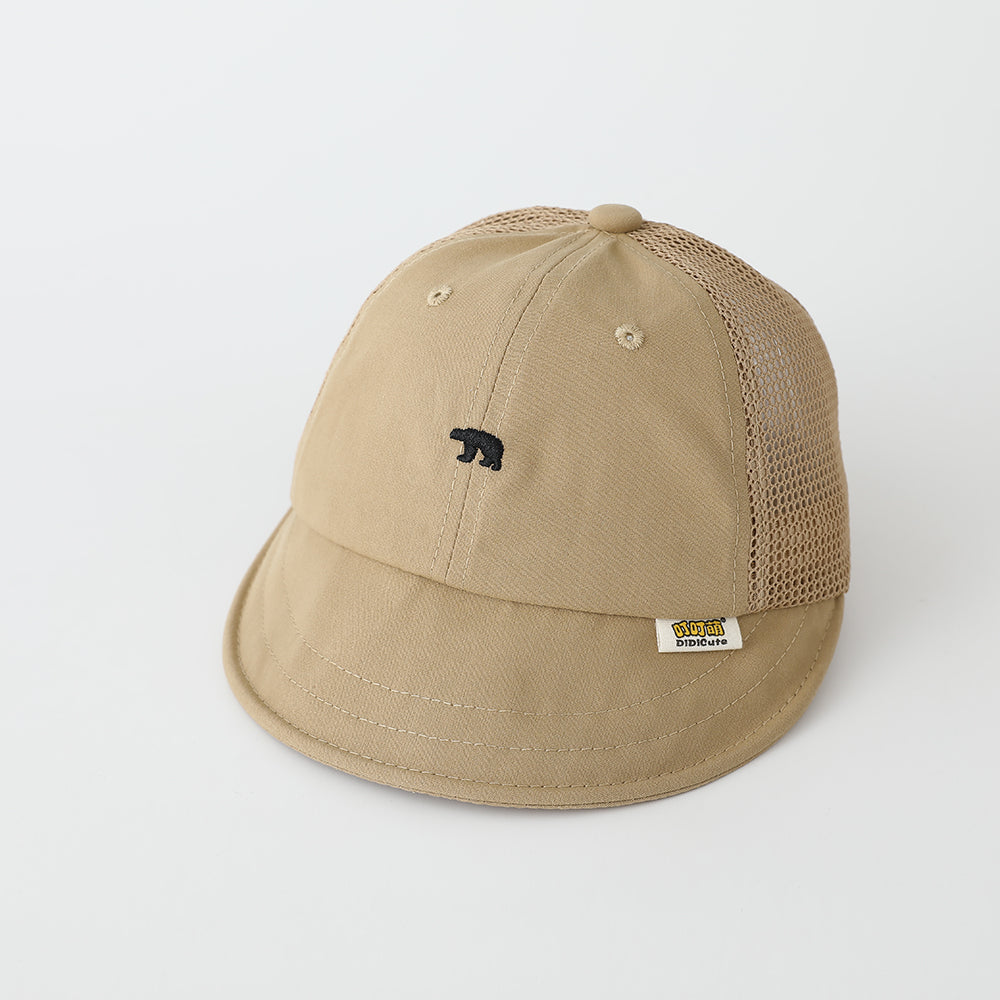 Casquette de baseball brodée en maille simple d'ours pour enfants - Mignon et style frais Baby Breathabl