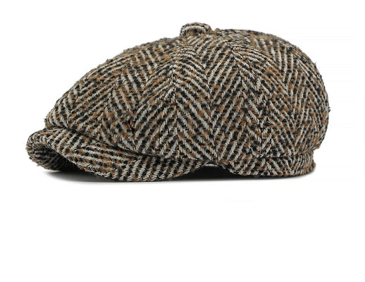 Hat Knitted Peaked British Retro Newsboy Cap