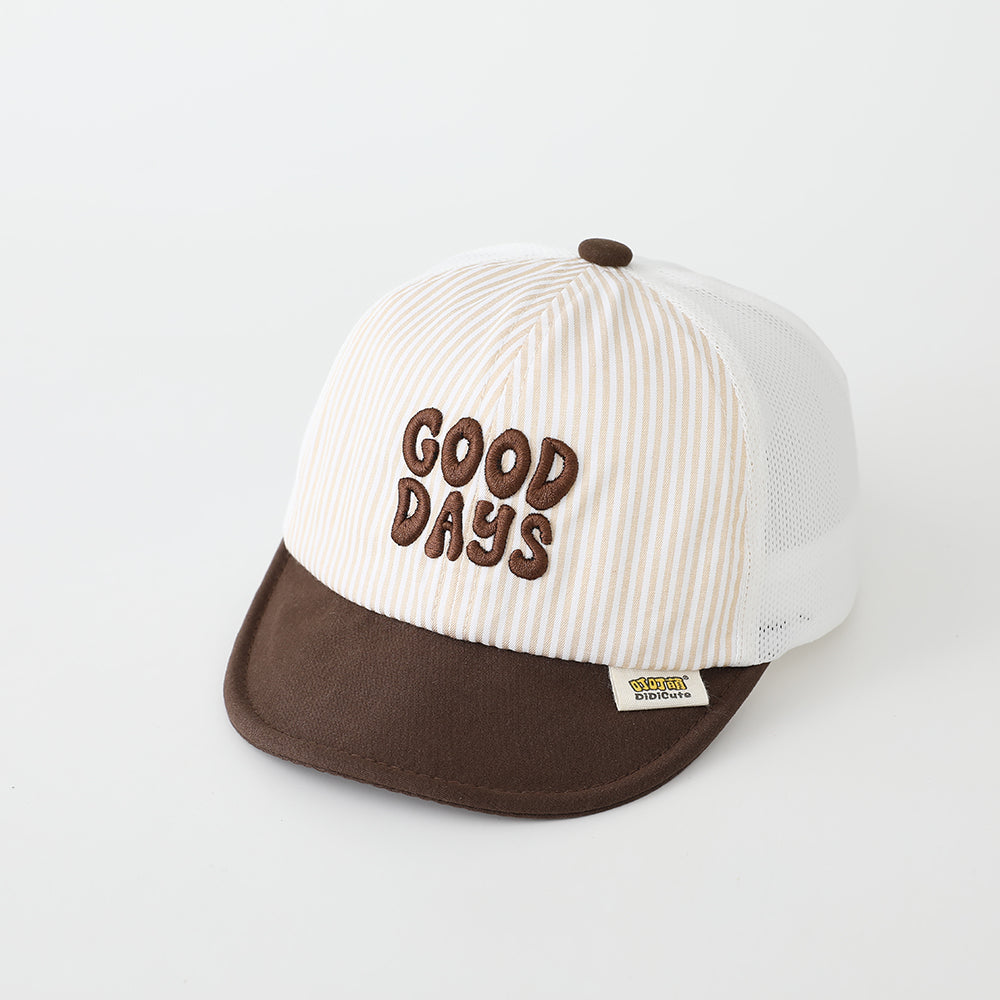 Été Garçons et filles rayés Brodé Lettre Mesh Respirant Casual Sport Cap approprié