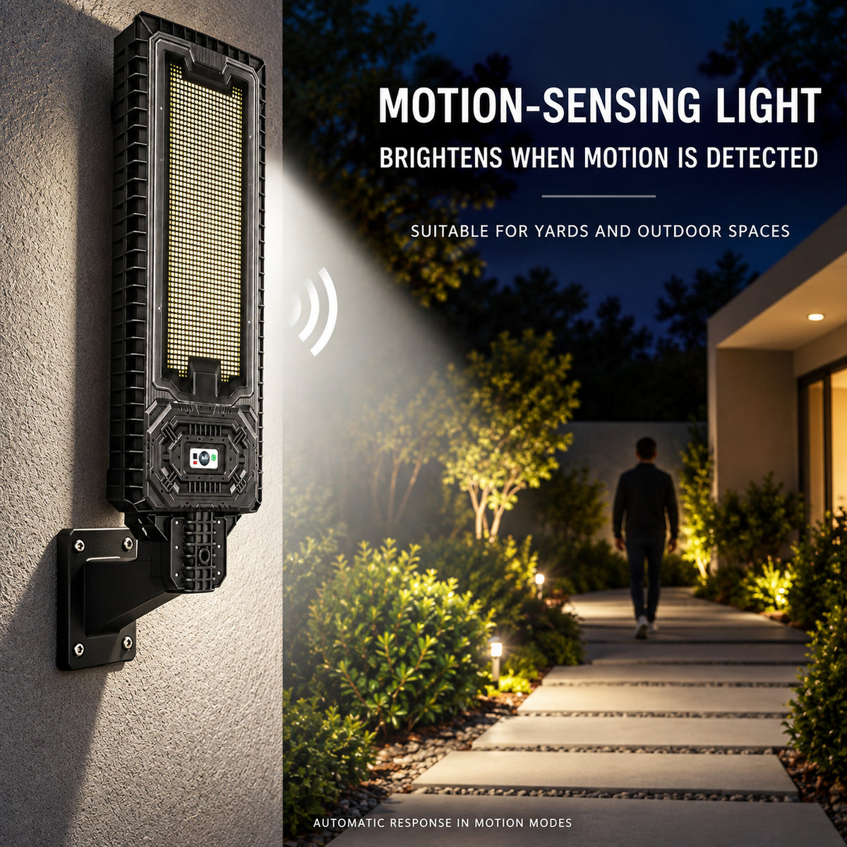 Solar Powered Motion Sensor Outdoor Light W7115 3 Noir pour Garden Yard Street Wall LED