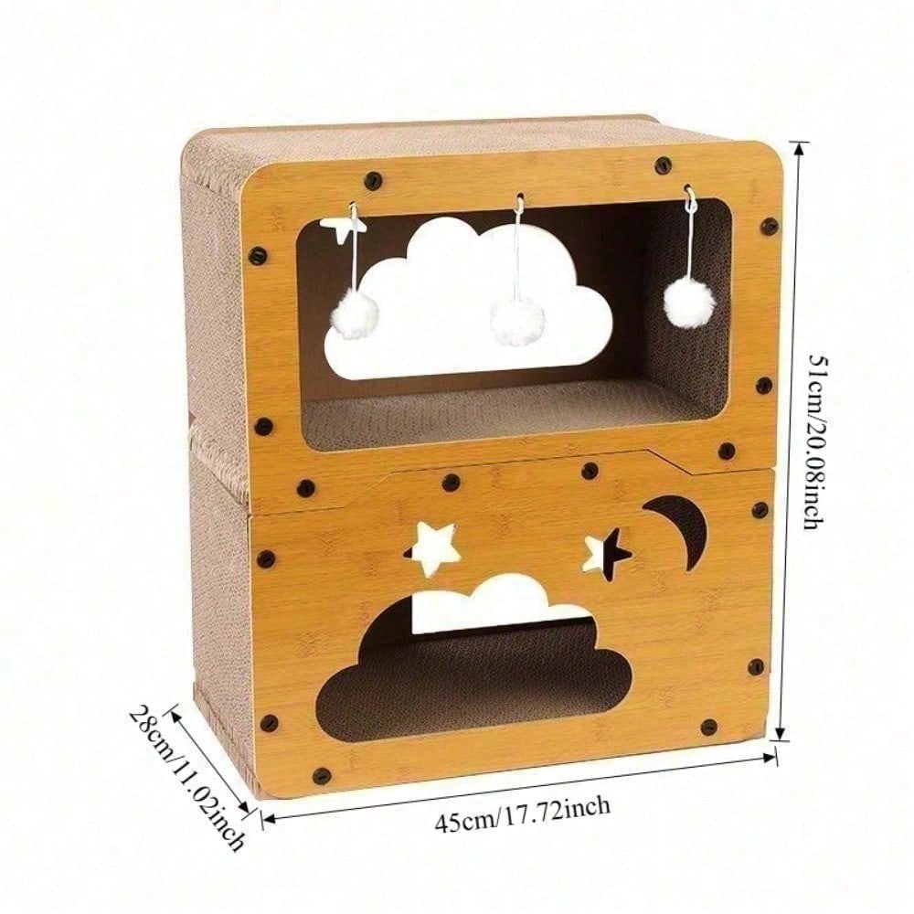 2 Styles Double couche Cat Scratcher House Multifonctionnel papier ondulé Cat Nest Villa
